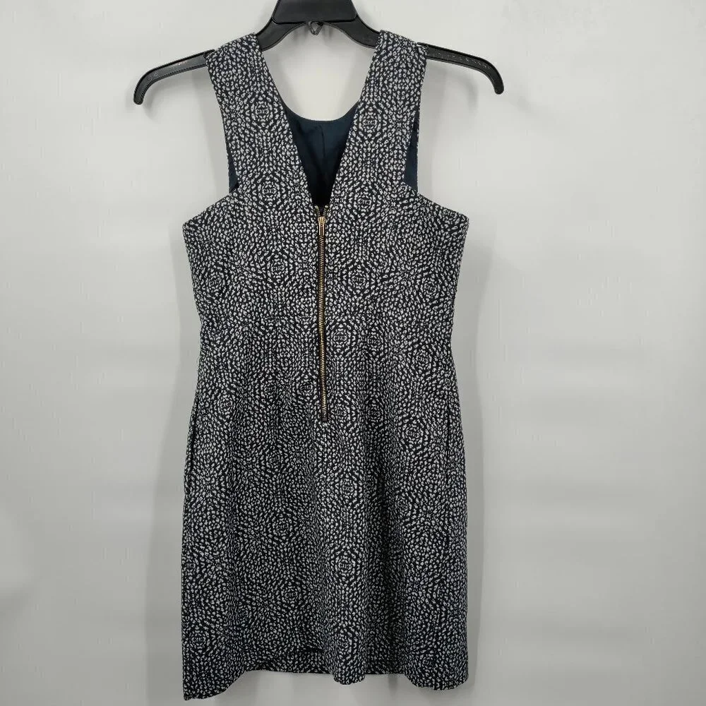 H&M Tweed Sleeveless Side Pockets V Back Mini Dress Size 8 Women Black